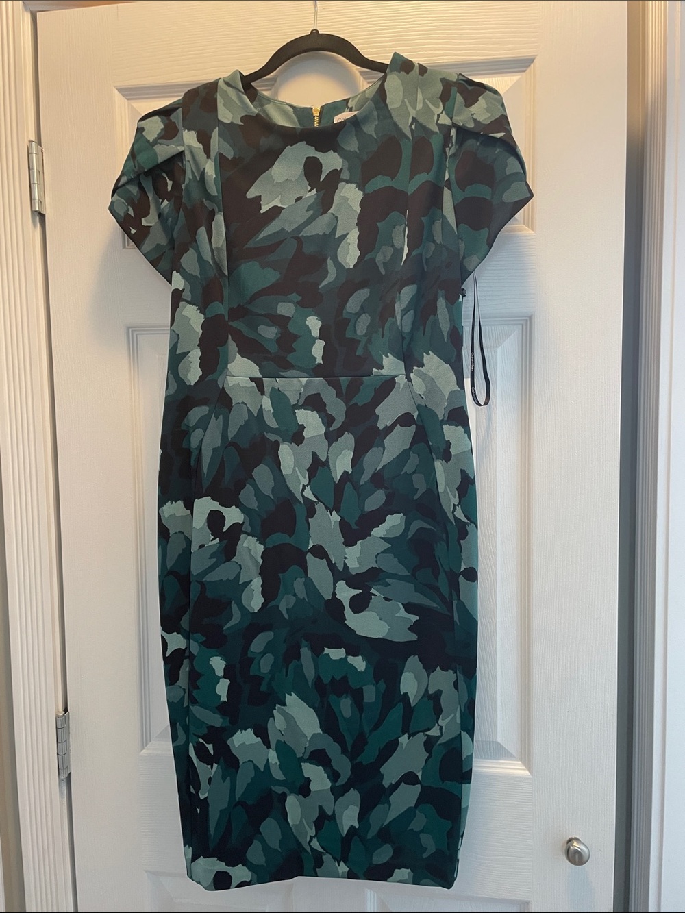 Calvin Klein Teal & Black Camouflage Midi Dress